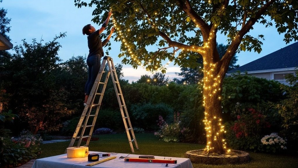 hang outdoor string lights