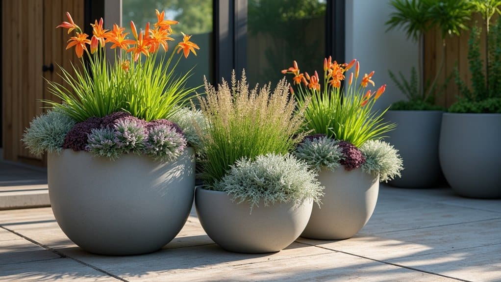 vibrant contrasting structural cascading plant combinations