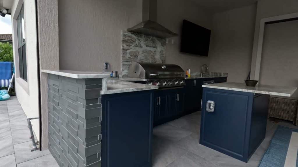 homeowner choosing outdoor kitchen
