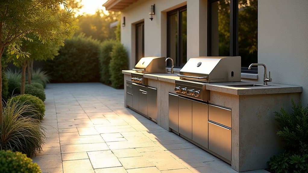 compact linear outdoor kitchen layout