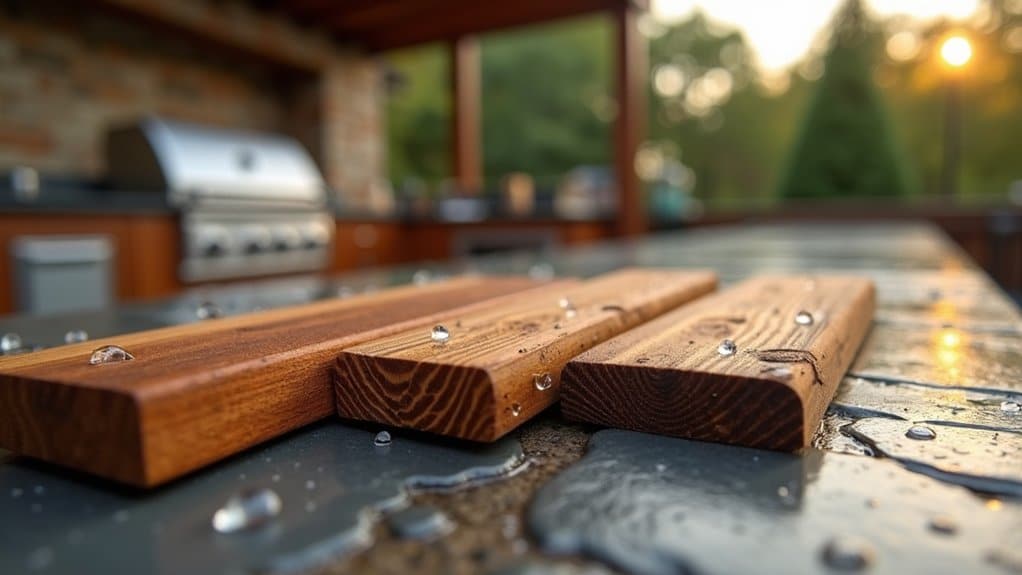 moisture resistant durable wood for outdoor kitchens