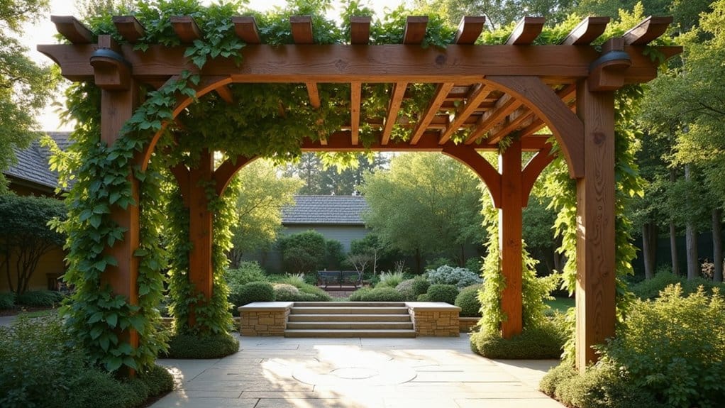 rustic elegant weather resistant shingled pergolas