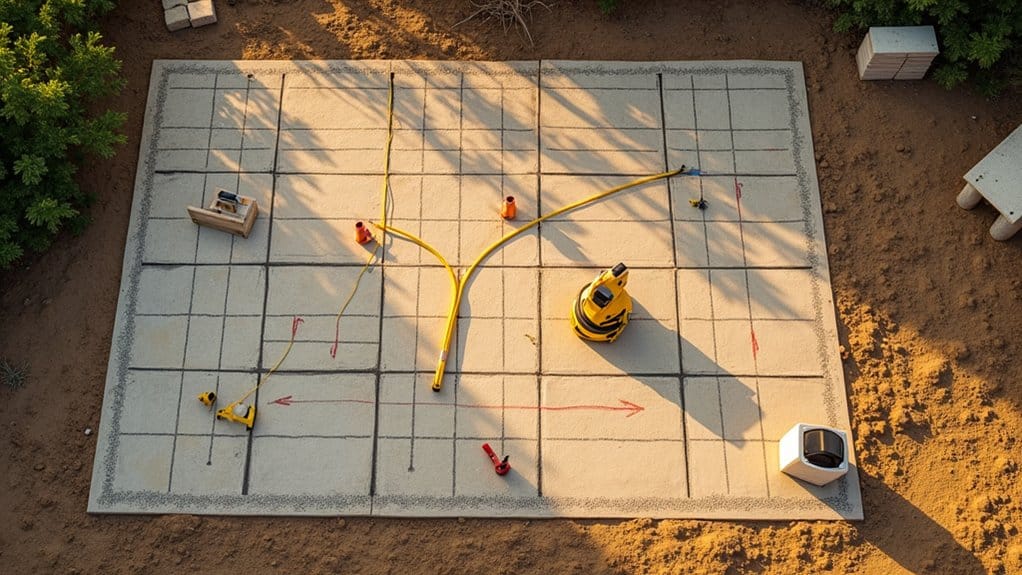 establish precise patio layout and slope