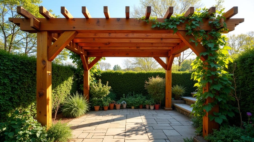 natural timber outdoor shade structure