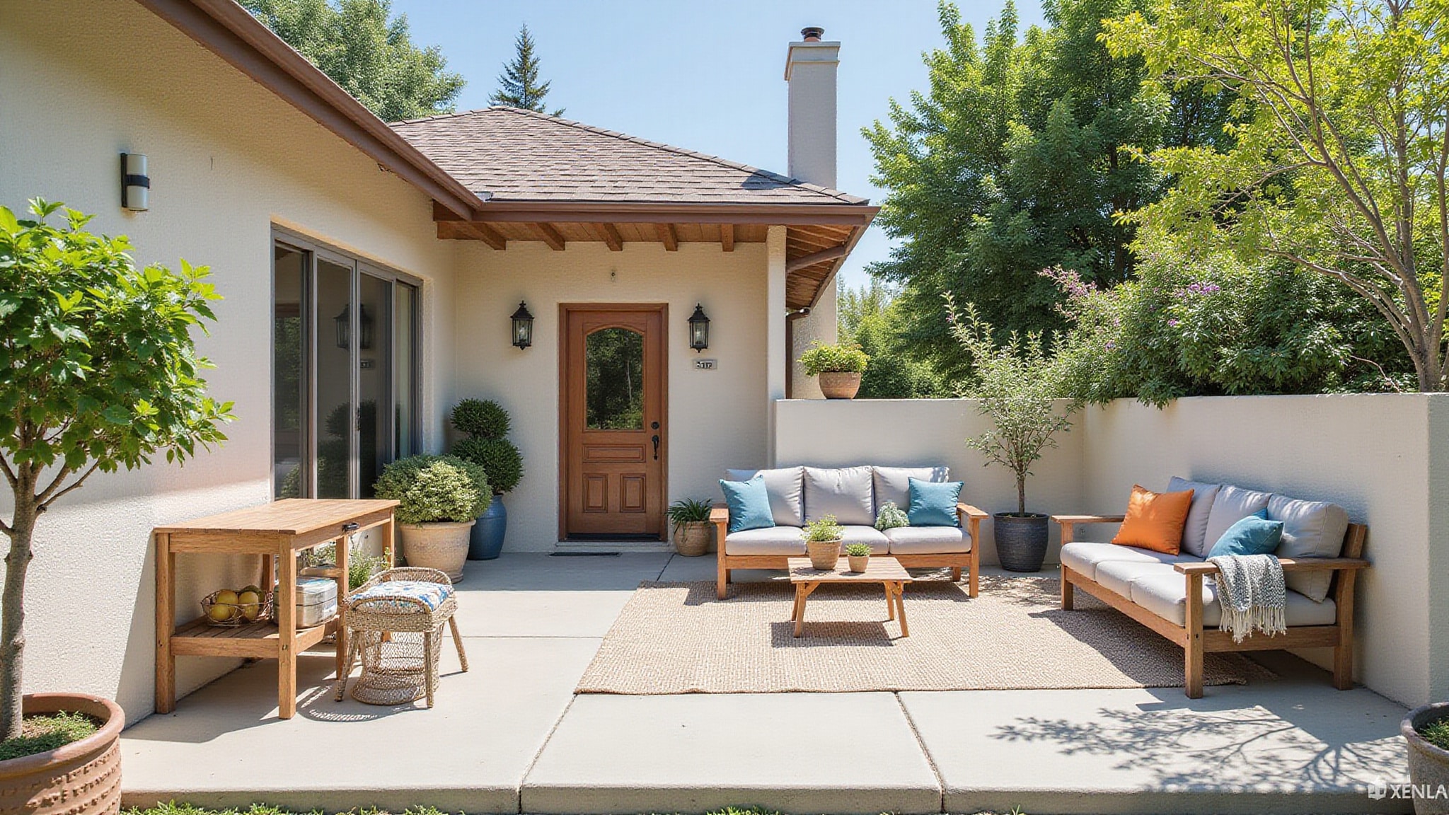 unroofed paved backyard patio