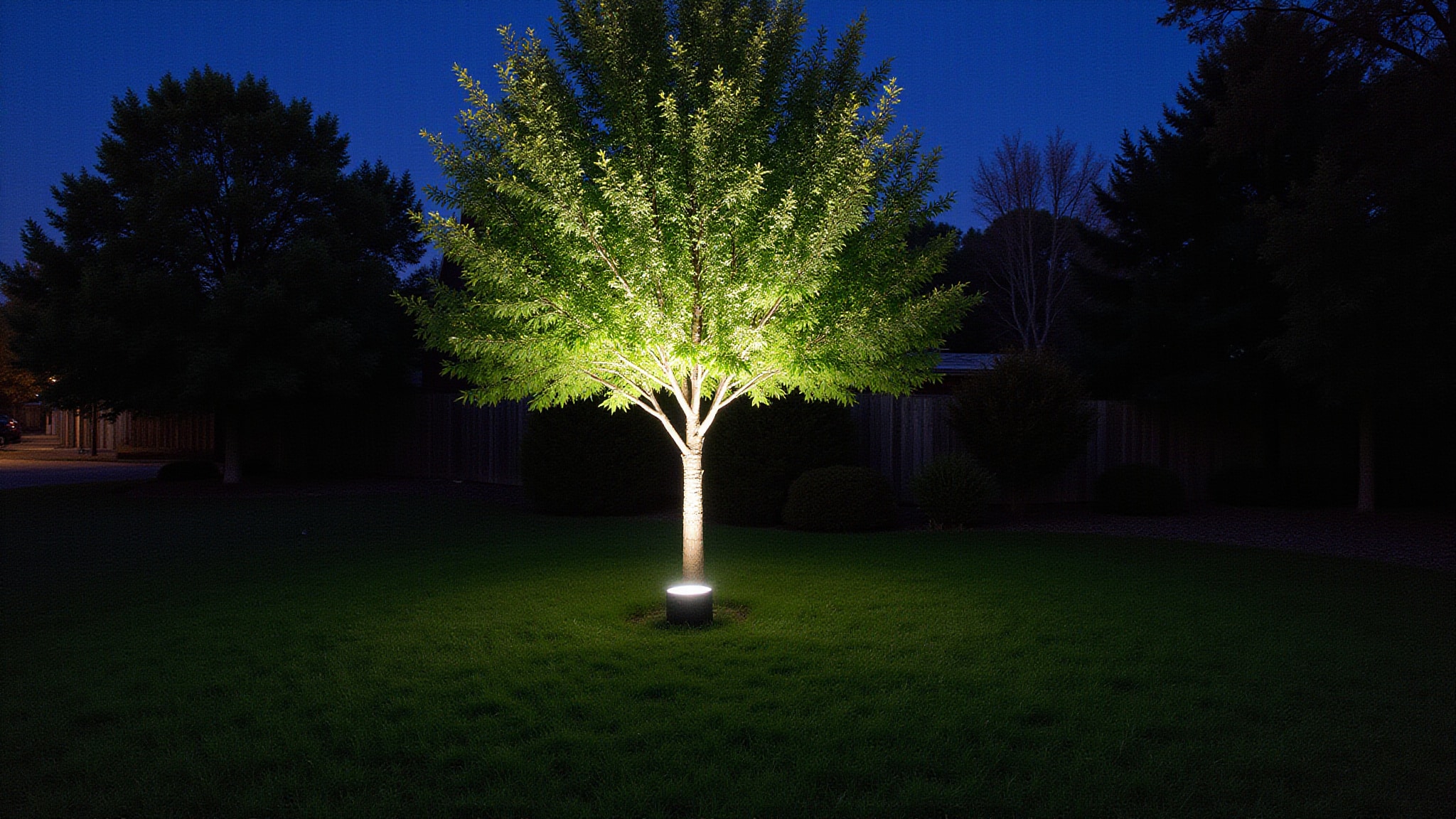 Choosing the right brightness for outdoor landscape lighting in a yard